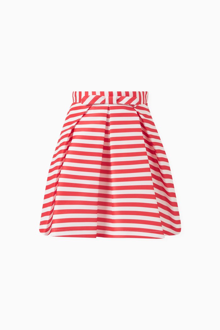 

Striped Bow-detail Skirt, Red