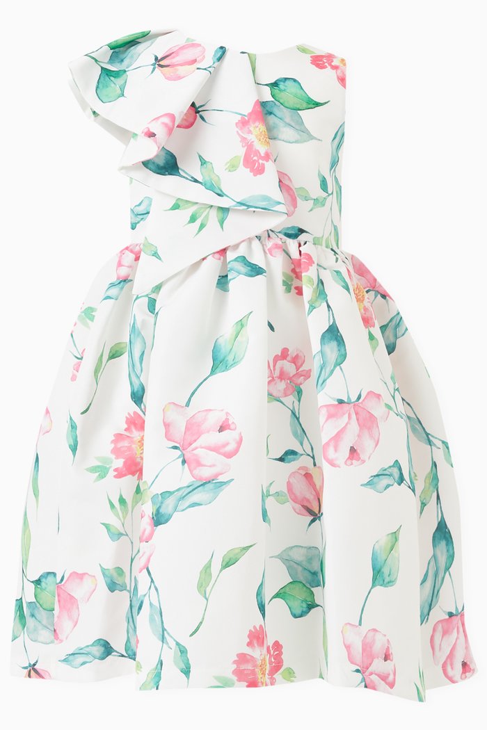 

Floral-print Ruffle Dress, White