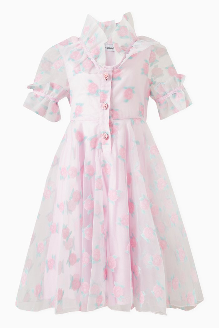 

Floral-print Ruffled Shirtdress, Pink