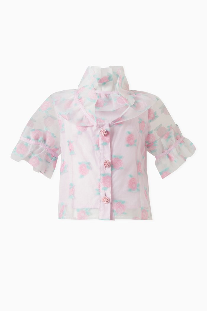 

Floral Short-sleeved Shirt, Pink