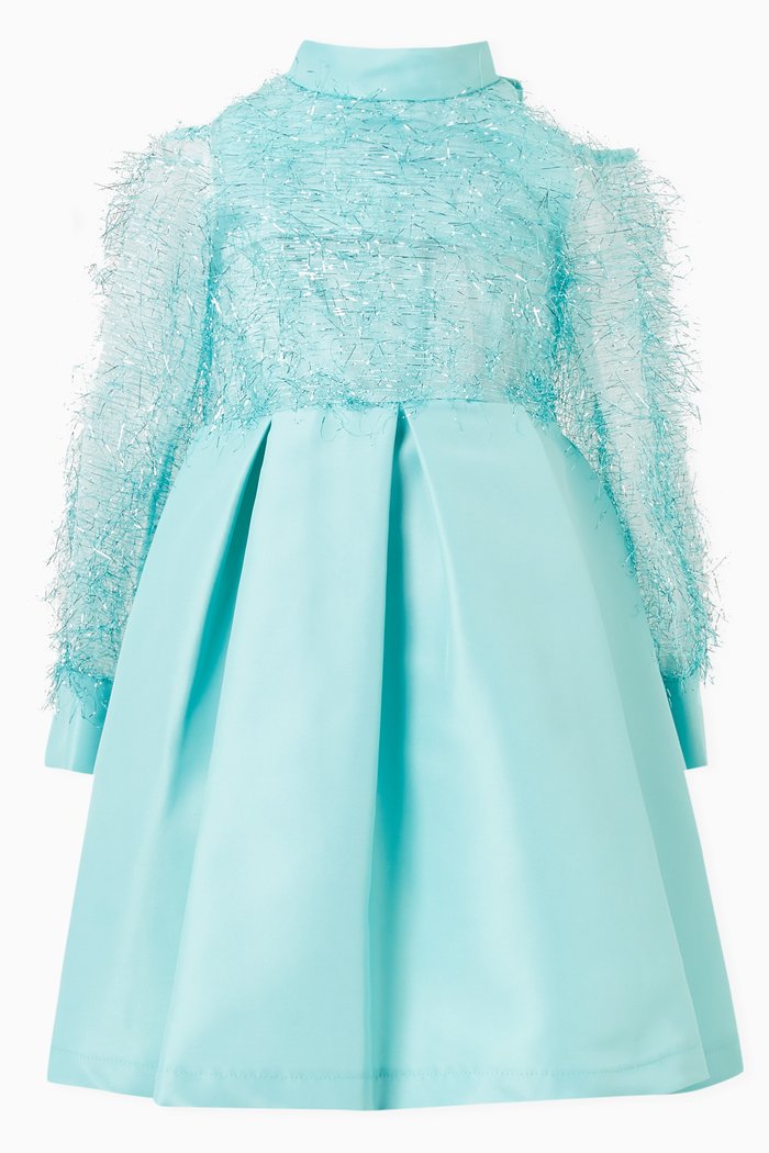 

Textured High-neck Dress, Blue