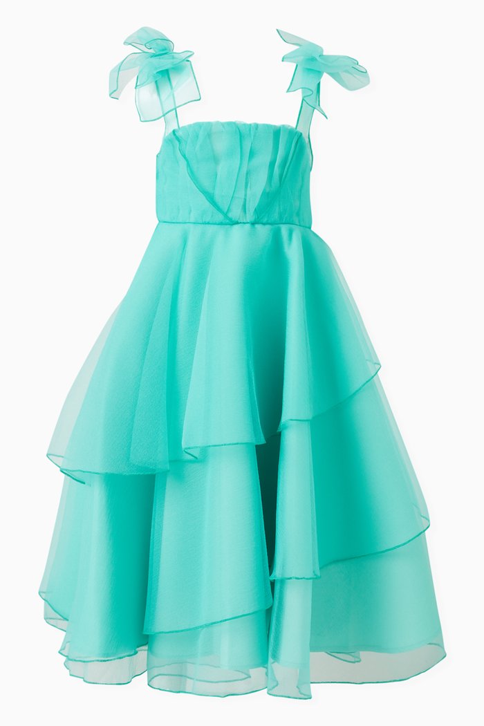 

Tiered Sleeveless Dress, Blue