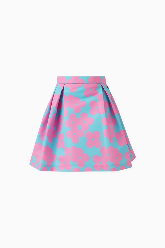 

Floral-print Flared Skirt, Blue