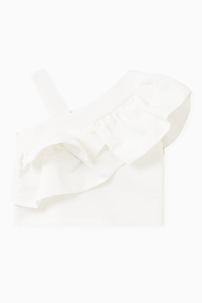 

Ruffled Sleeveless Top, White