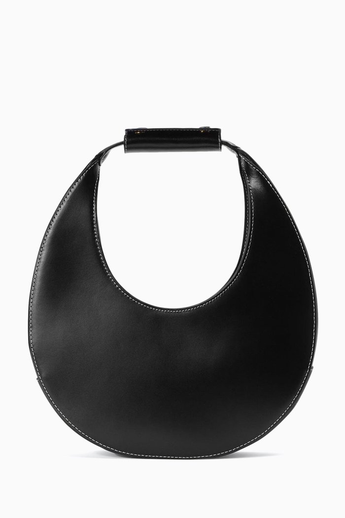 

Moon Small Tote Bag in Leather, Black