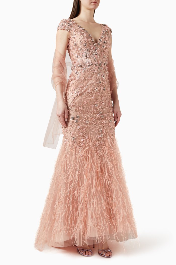 

Embellished Mermaid Gown, Pink