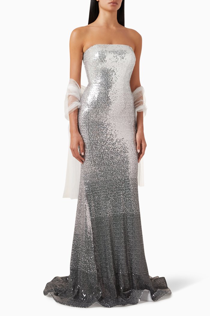 

Ombre Gown in Sequins, Silver