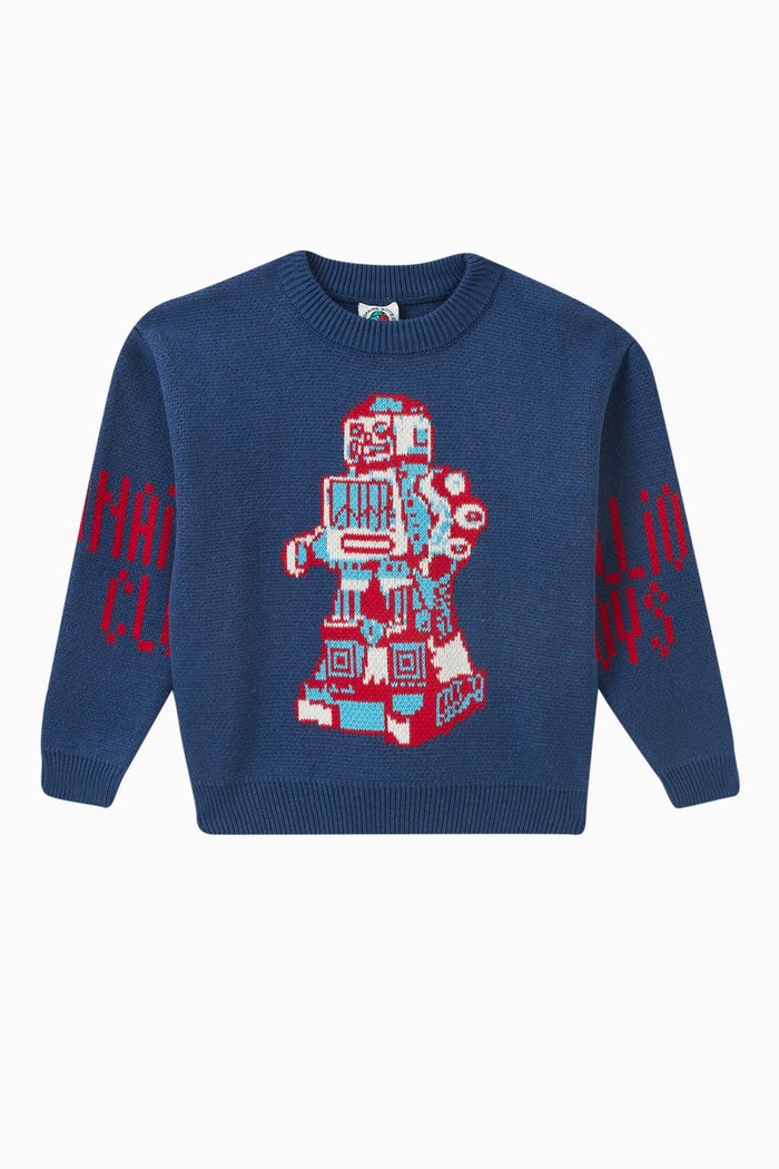 

Walking Robot Sweater in Cotton-cashmere Knit, Blue