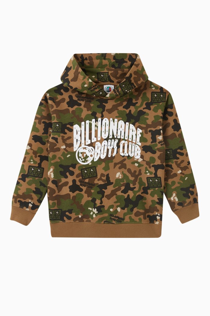 

Camo Arch Logo Hoodie in Cotton, Brown