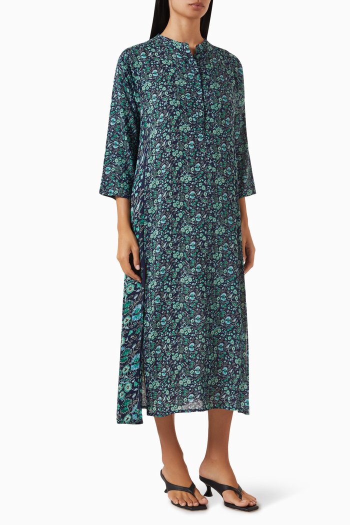 

Isobel Floral-print Midi Dress in Rayon, Blue