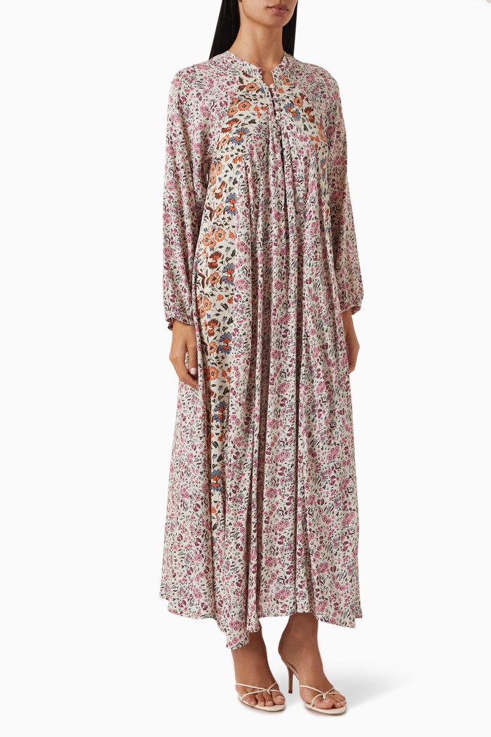 

Fiore Striped Maxi Dress in Linen Blend, Multicolour