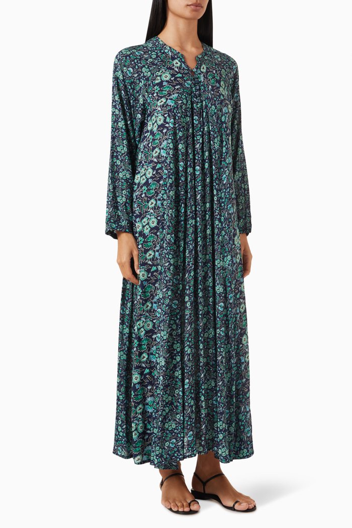 

Fiore Maxi Dress in Linen Blend, Blue