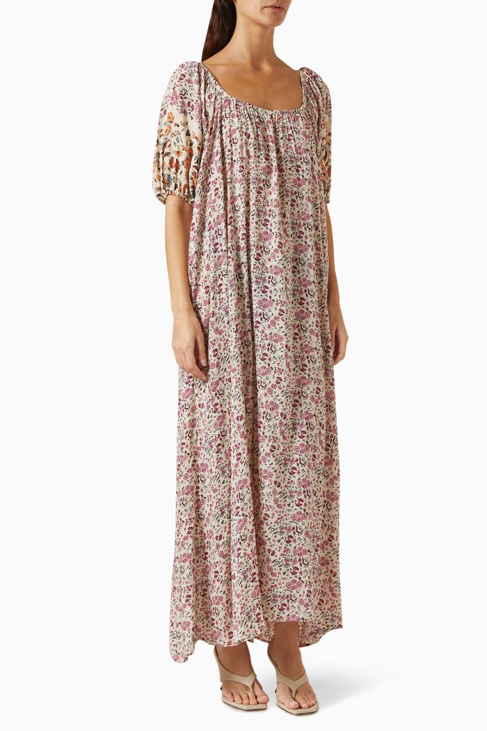 Vivi Floral-print Maxi Dress in Rayon, Multicolour