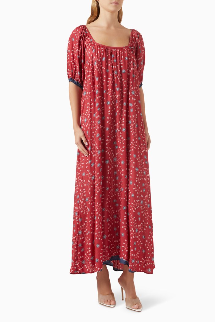 

Vivi Floral-print Maxi Dress in Rayon, Red