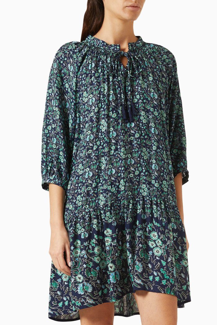 

Stevie Floral-print Mini Dress in Rayon, Blue