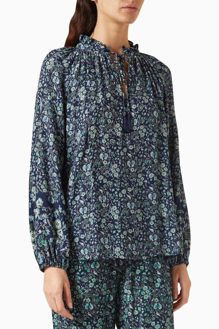 

Penny Floral-print Blouse in Rayon, Blue
