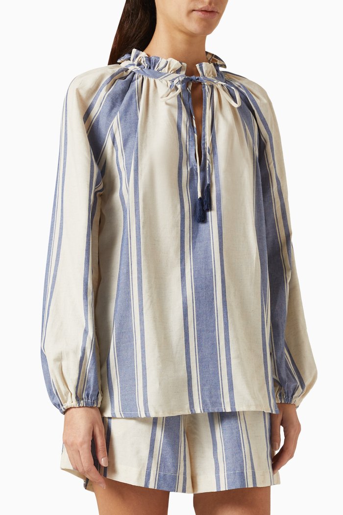 

Penny Floral-print Blouse in Rayon, Blue