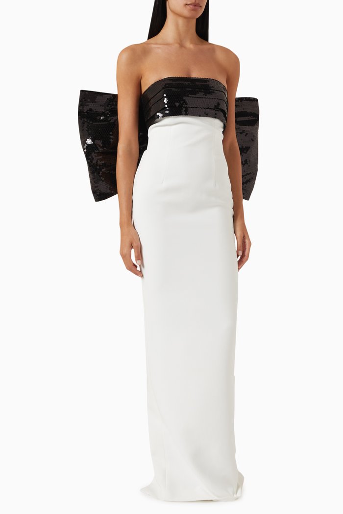

Sequin Bow Maxi Dress, White