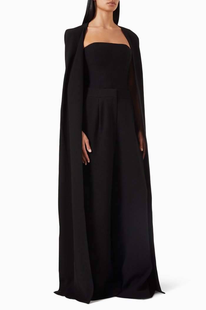 

Structured Shoulder Cape in Crêpe, Black
