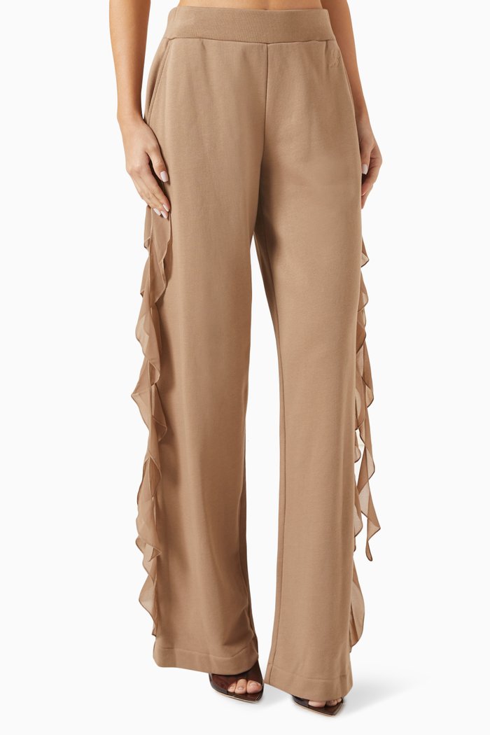 

Ruffled Pants in Cotton-fleece, Brown