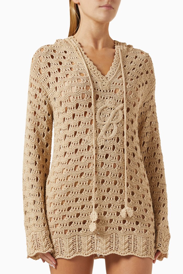 

Cape Sweater in Pointelle-knit, Neutral