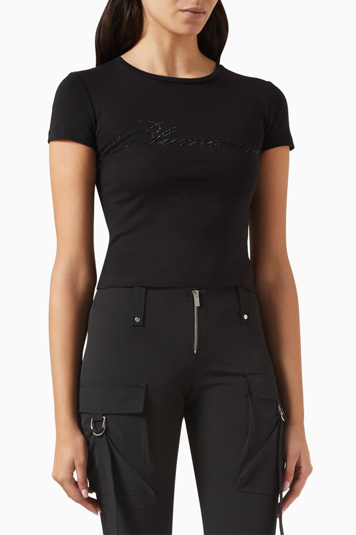 Slim-fit Logo T-shirt in Cotton-blend, Black