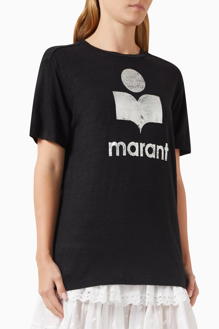 Zewel Logo T-shirt in Linen, Black
