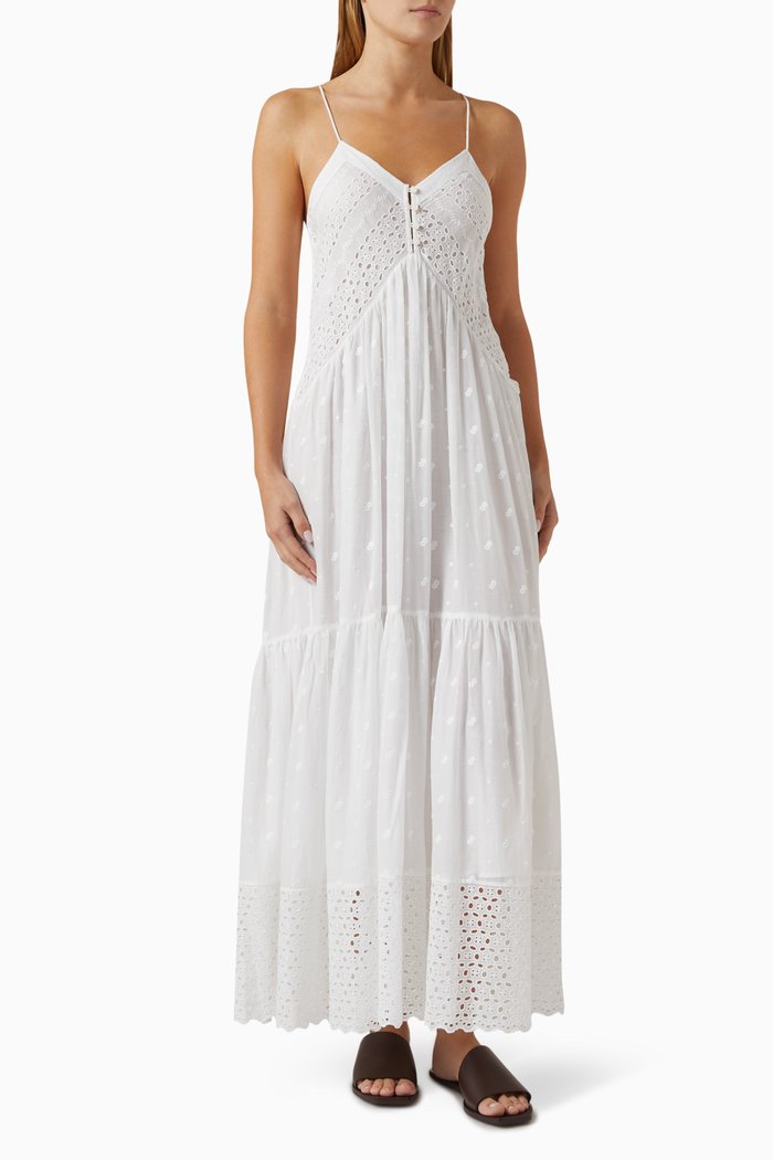 

Sabba Maxi Dress in Broderie Anglaise, White