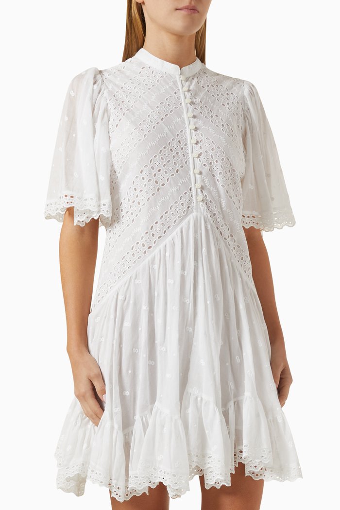 

Slayae Mini Dress in Broderie Anglaise, White