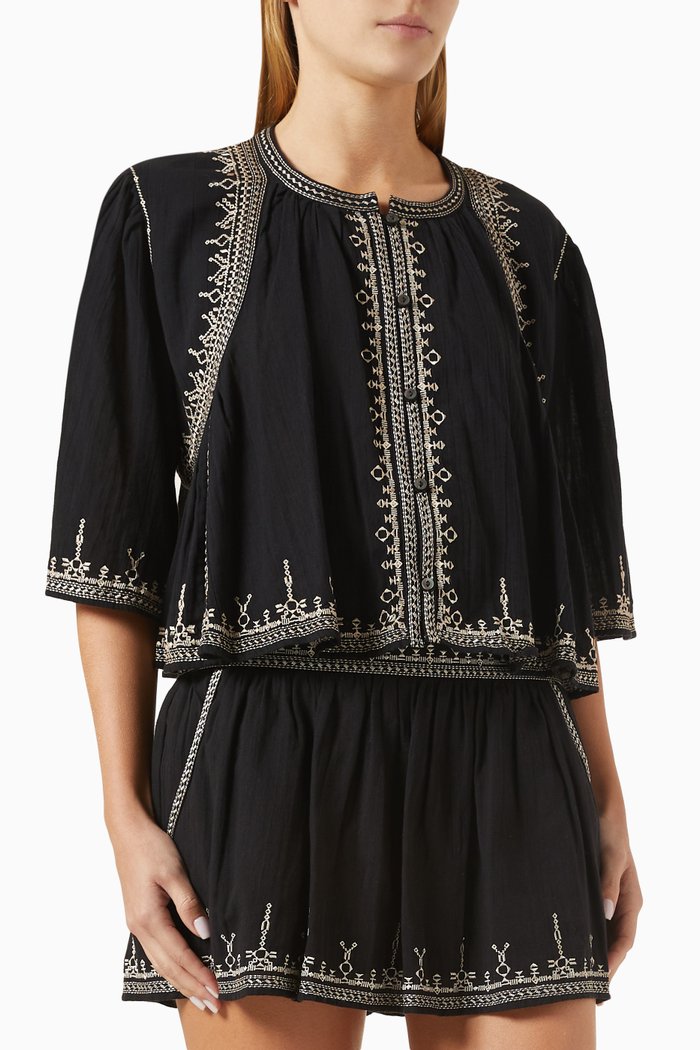 

Perkins Embroidered Top in Cotton, Black