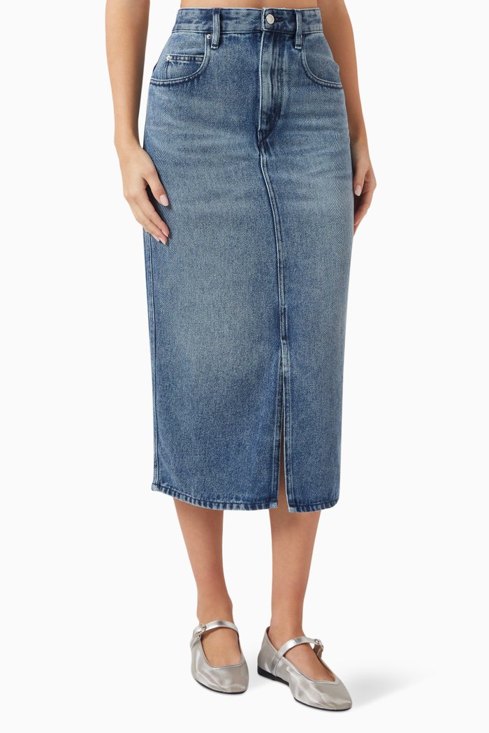 

Tilauria Denim Midi Skirt, Blue