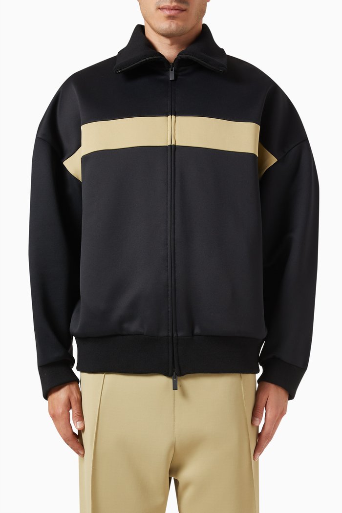 

Stripe Track Jacket in Nylon-blend, Black