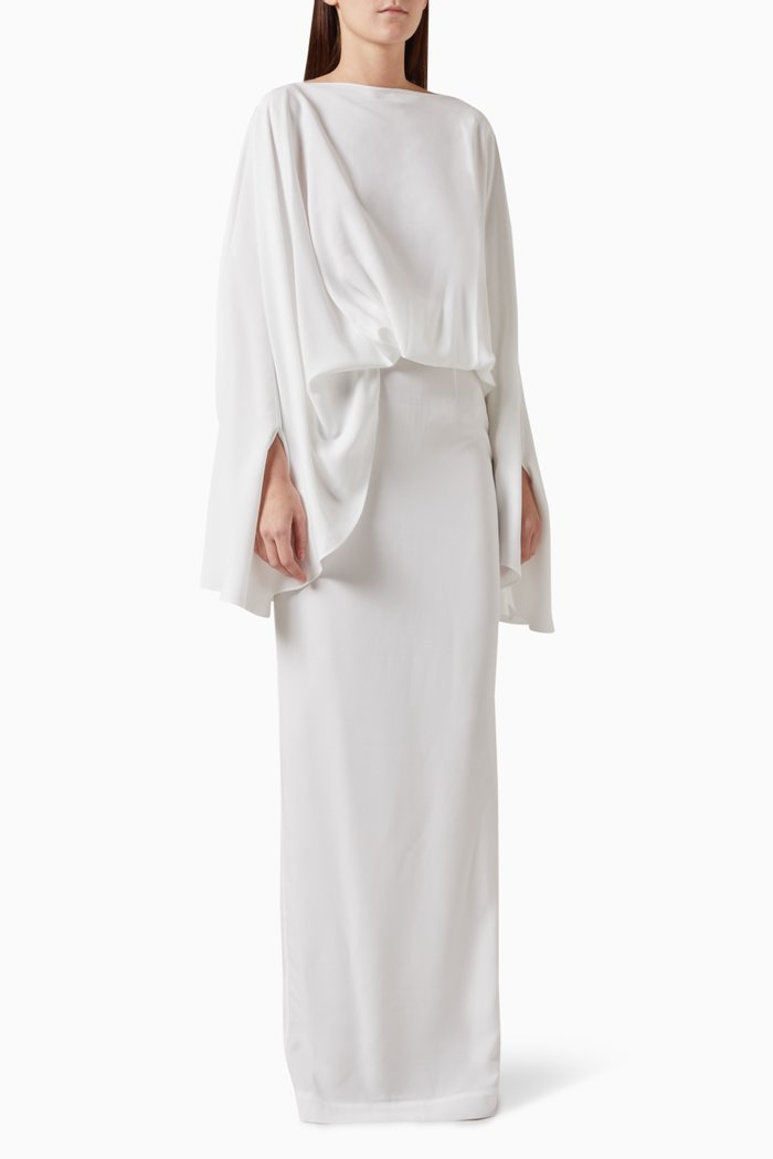 

Eolia Maxi Dress in Crepe Cady, White