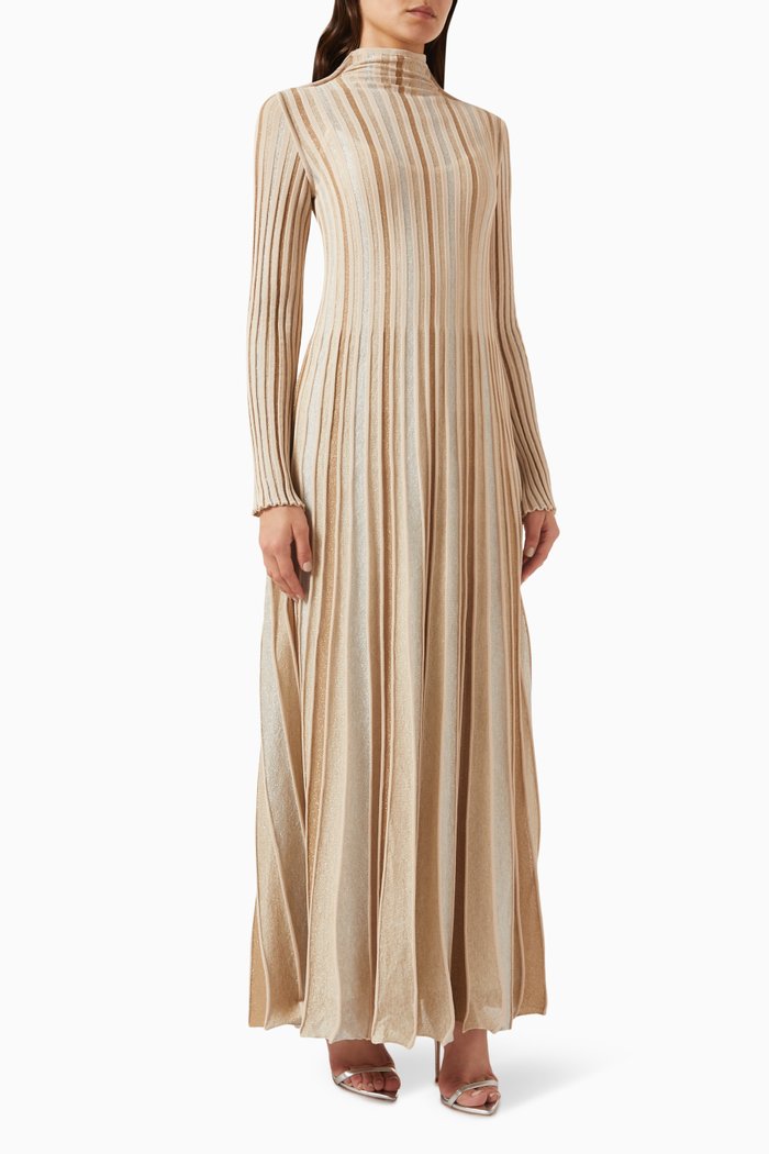Glenda Maxi Dress in Lurex Knit, Brown