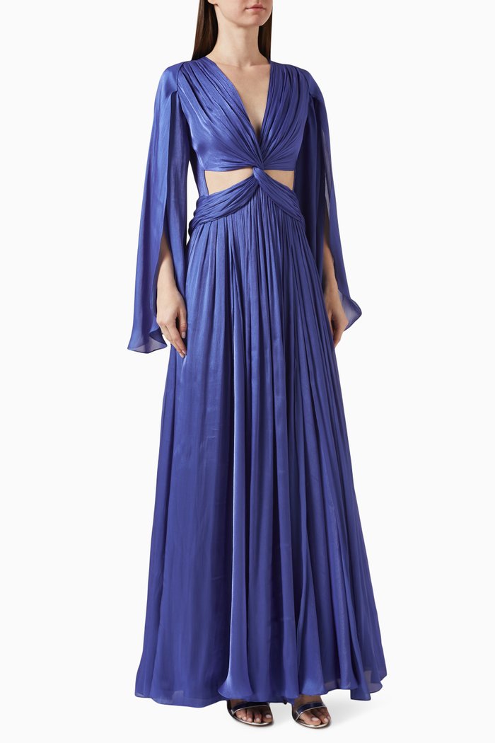 

Nanette Lurex Georgette Cut-out Gown, Blue