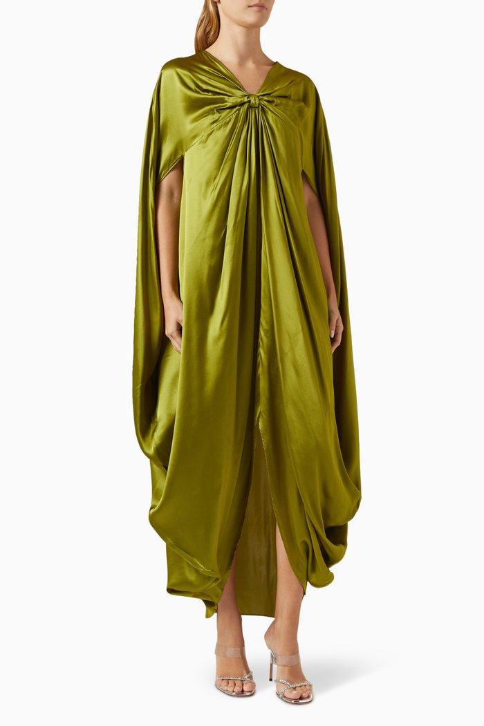 

Azores Draped Kaftan in Silk, Green