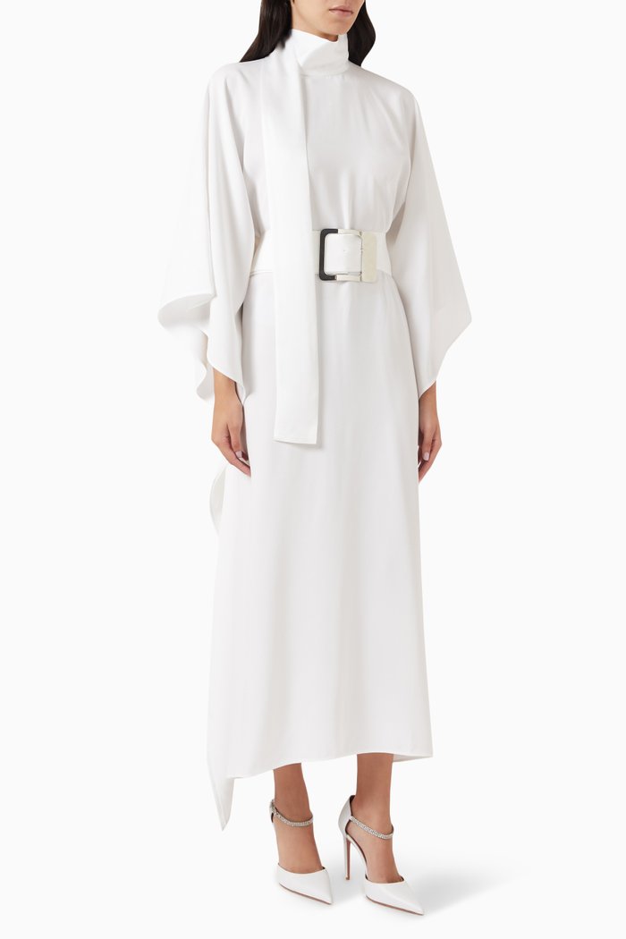 

Luna Belted Kaftan in Crepe, White