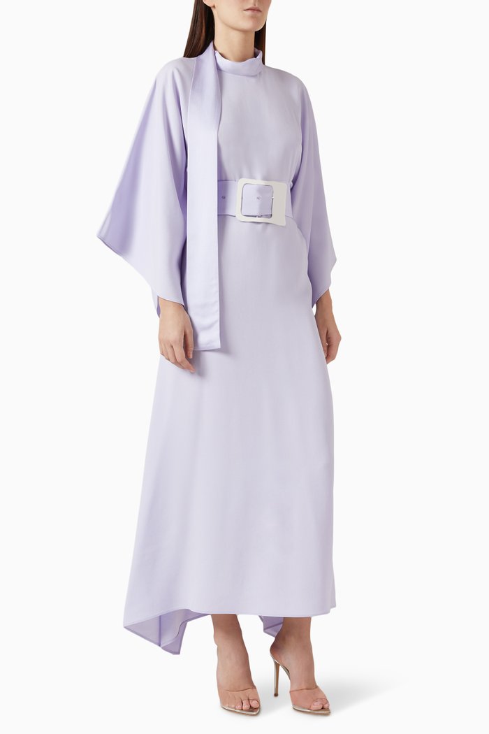 

La Luna Belted Kaftan in Crepe Cady, Purple