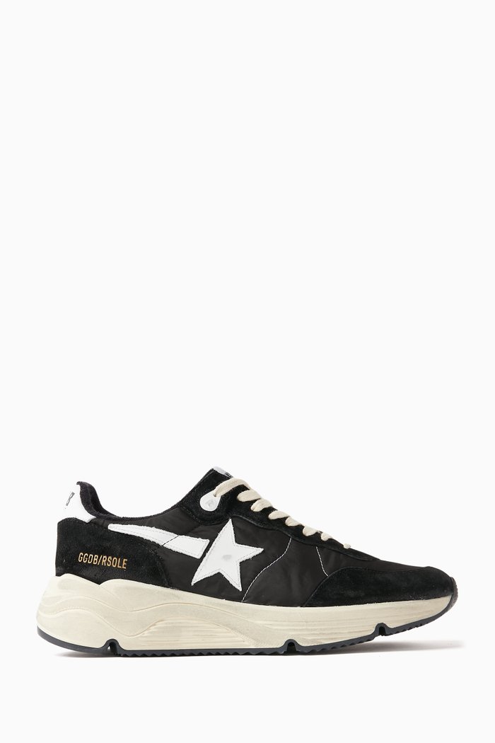 

Running Sole Sneakers in Nylon & Suede, Black
