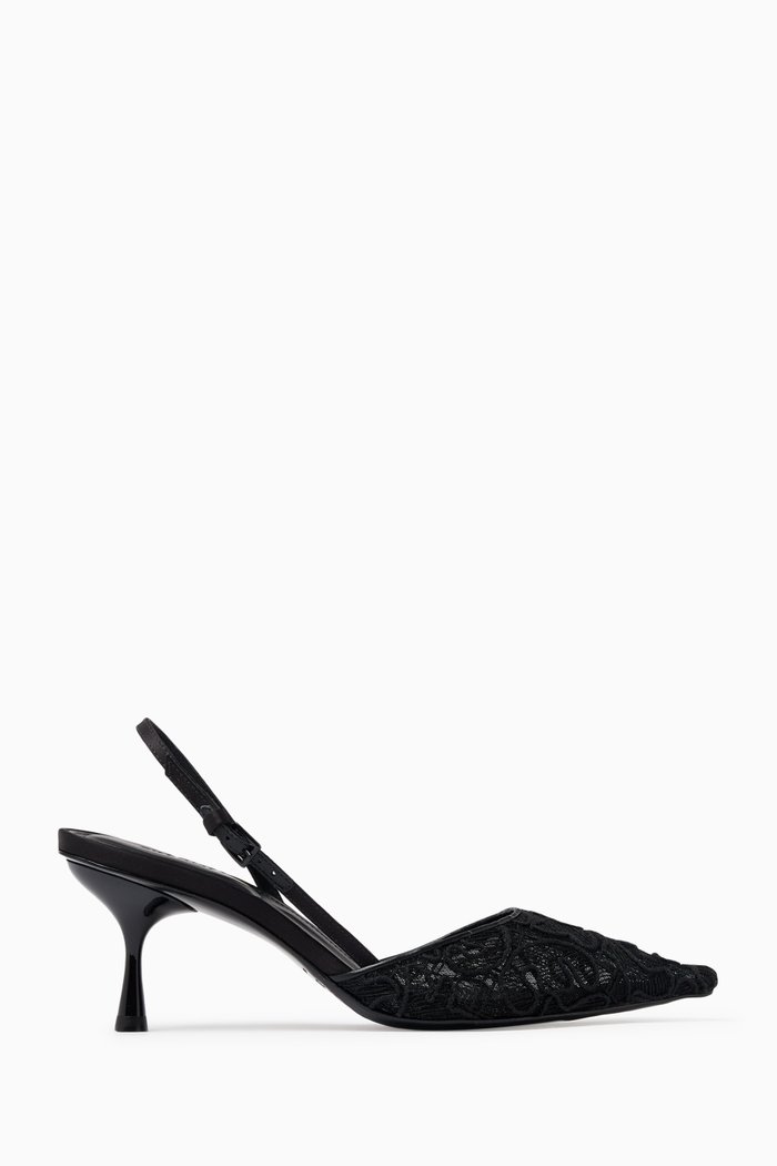 Dylan 65 Slingback Pumps in Lace, Black