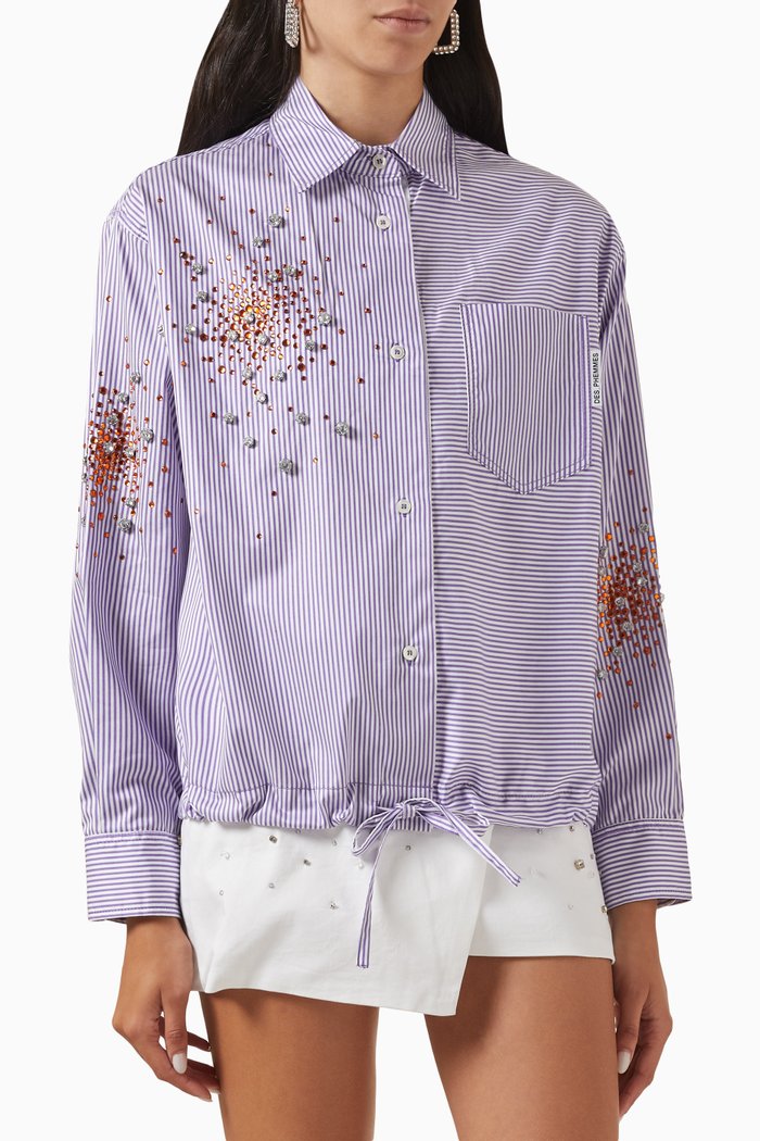 

Splash Embellished Shirt in Cotton-poplin, Purple