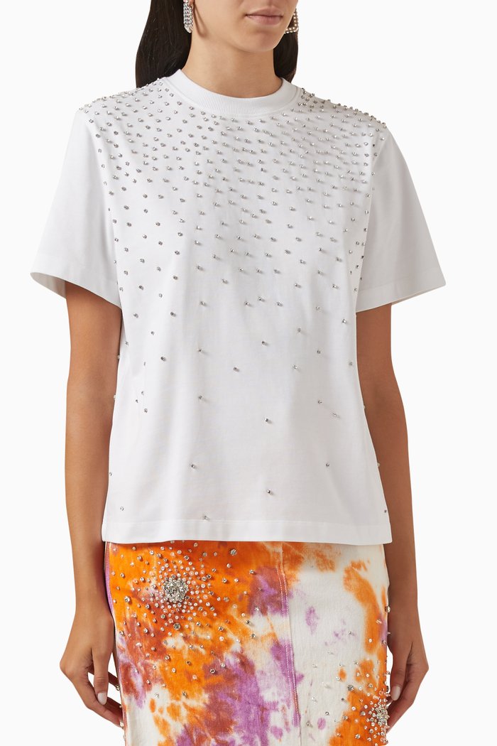 

Degrade Crystal-embellished T-shirt in Cotton-jersey, White
