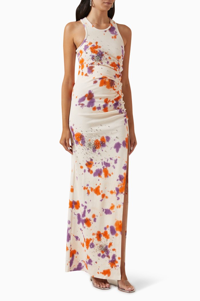 

Crystal-embellished Dress in Cotton-rib, Multicolour