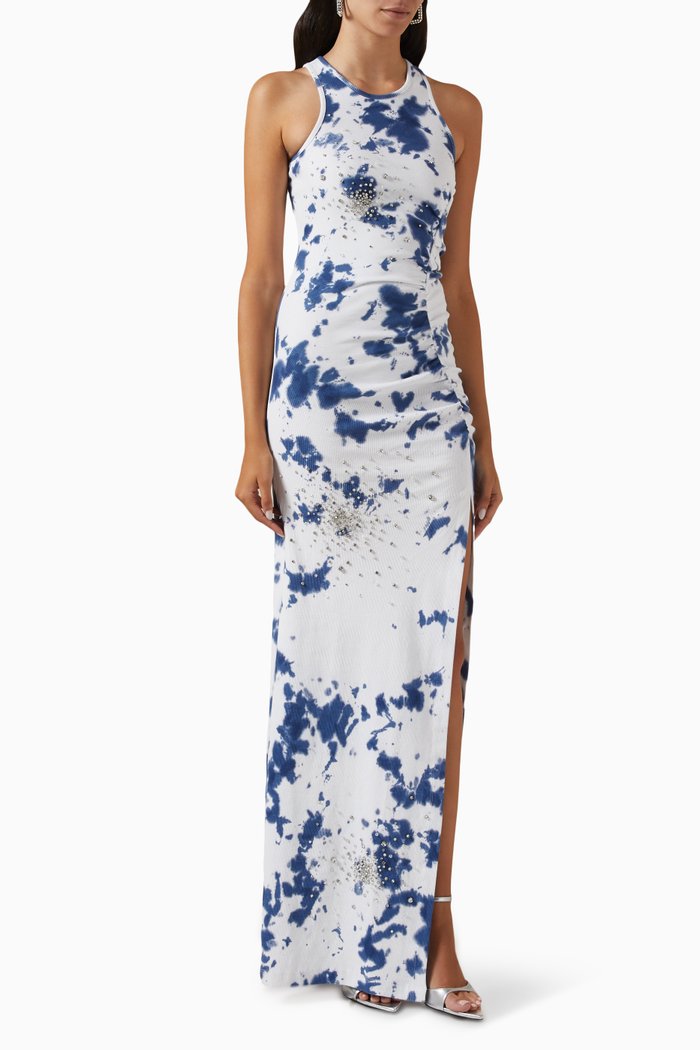 

Crystal-embellished Dress in Cotton-rib, Multicolour