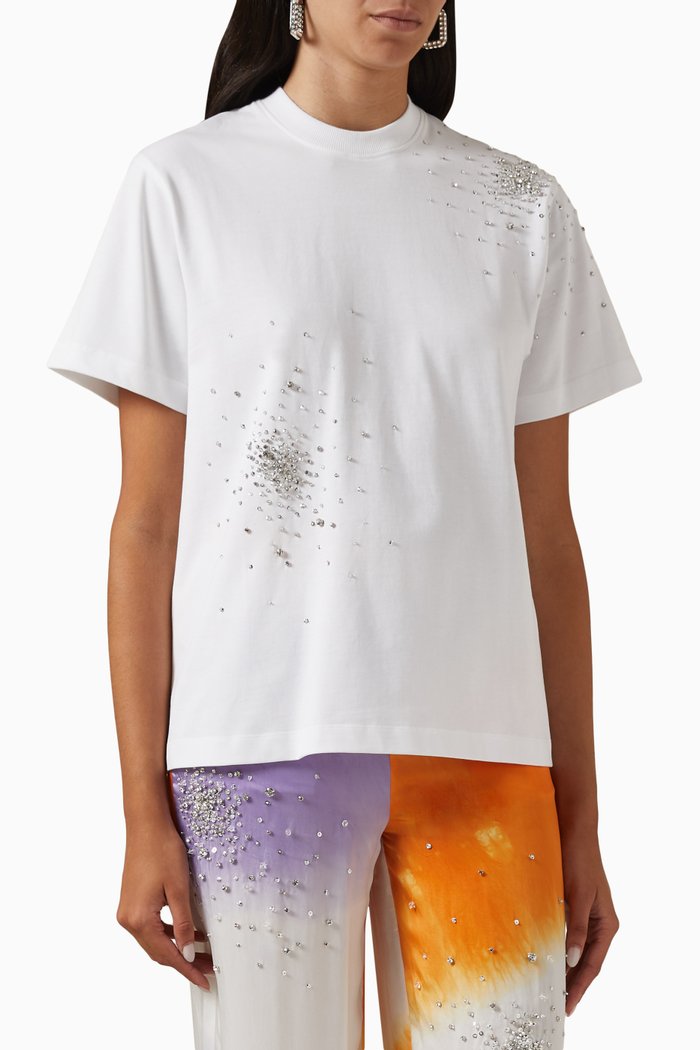 

Splash Crystal-embellished T-shirt in Cotton-jersey, White