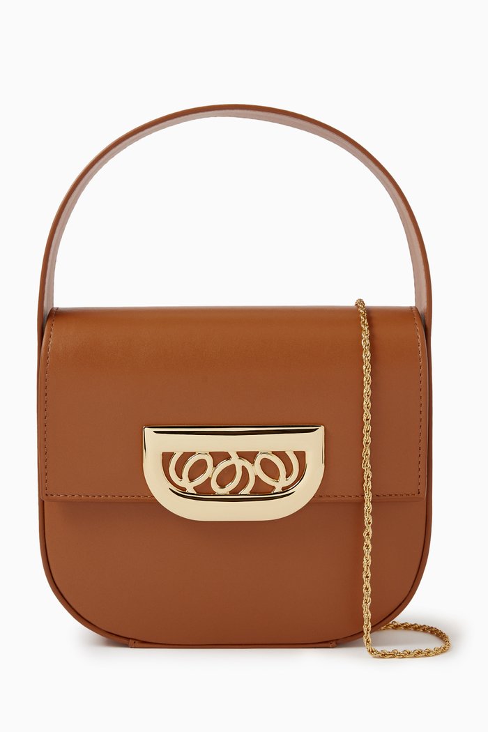 

Small Martin Top Handle Bag in Leather, Brown