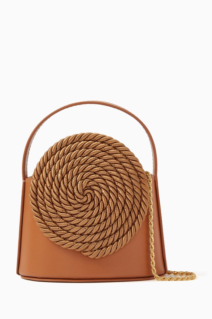 Mini Gunther Crossbody Bag in Leather, Brown