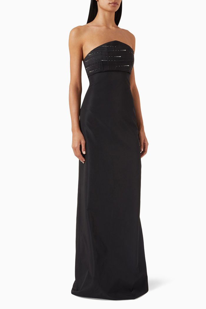 

Strapless A-line Dress in Crêpe, Black