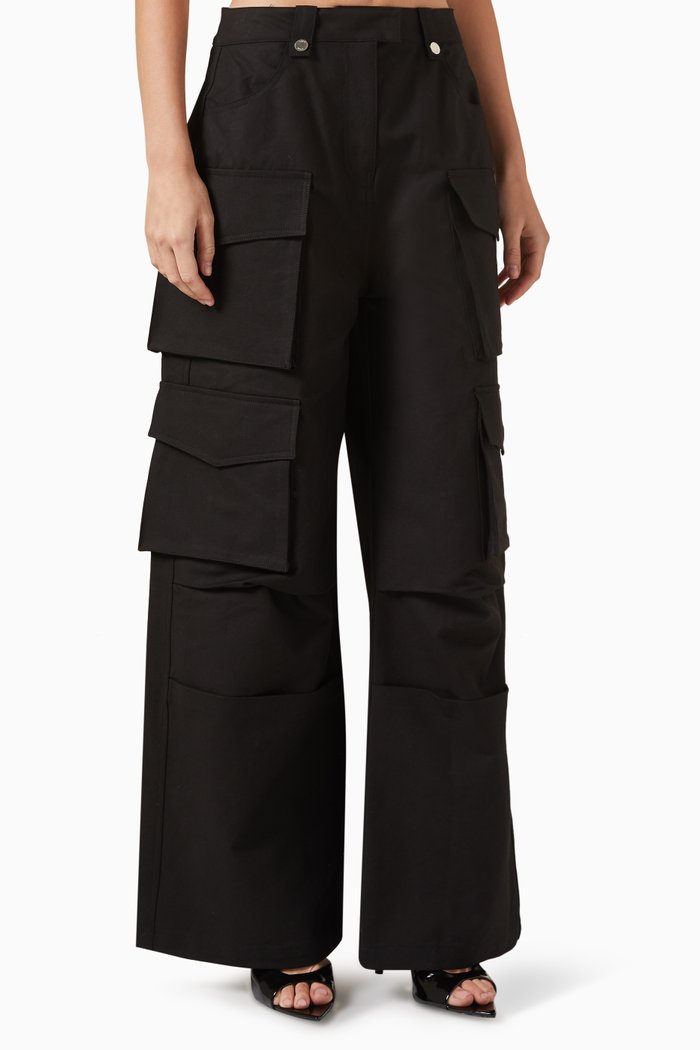 

Wide-leg Cargo Pants, Black