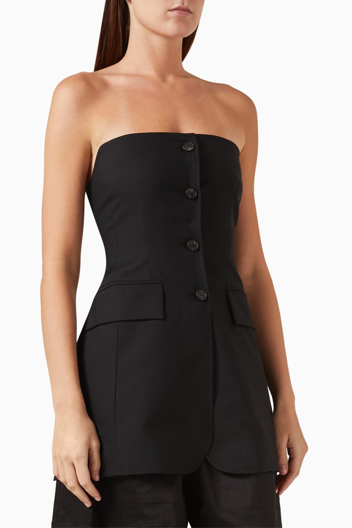 

Corset Top Jacket in Wool, Black